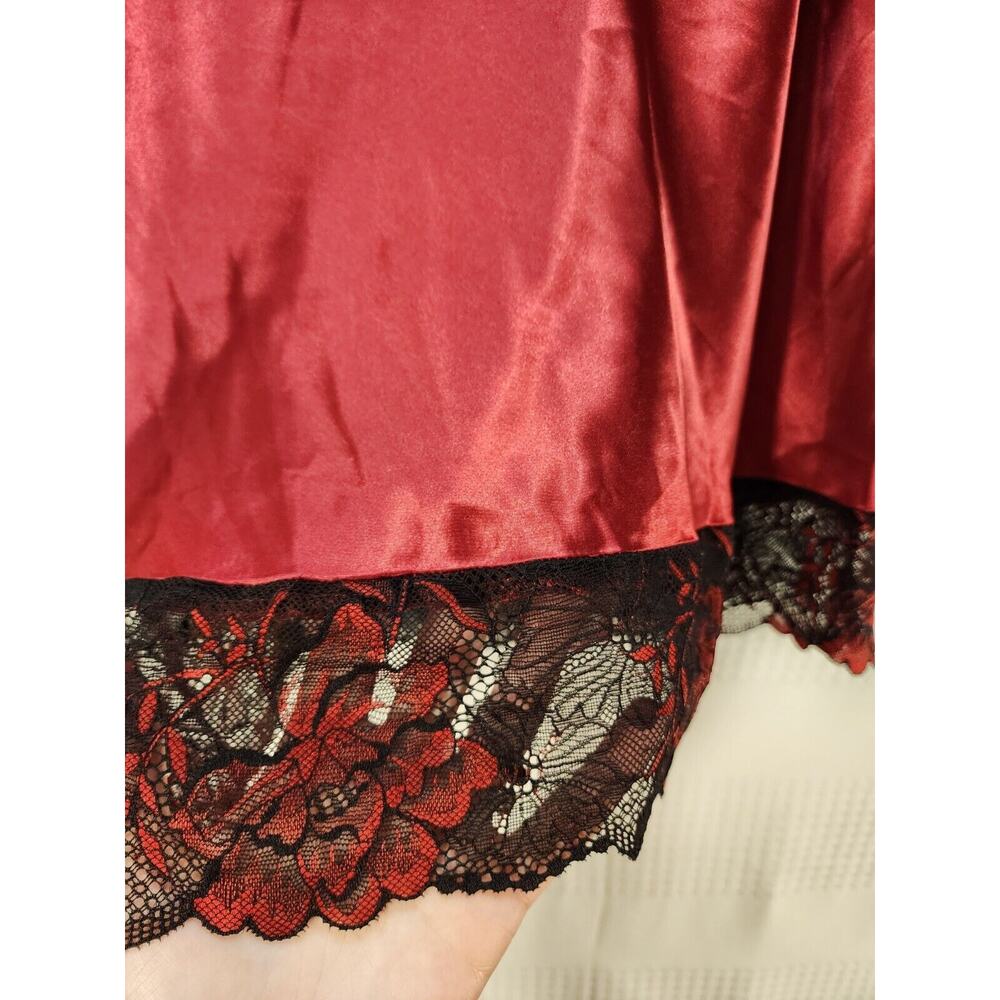 Lilac And London 2 Piece Lingerie Silk Size XXL Lace Hem Red Sleeveless 1689 - Picture 3 of 8